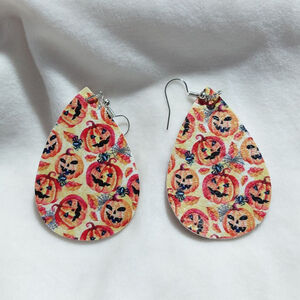 Women's Unbranded Halloween Pumpkin Teardrop Earrings Yellow Orange